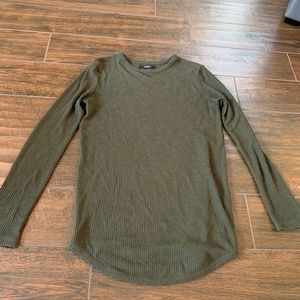 Forever 21 Army Green Long Sleeve Ribbed Shirt